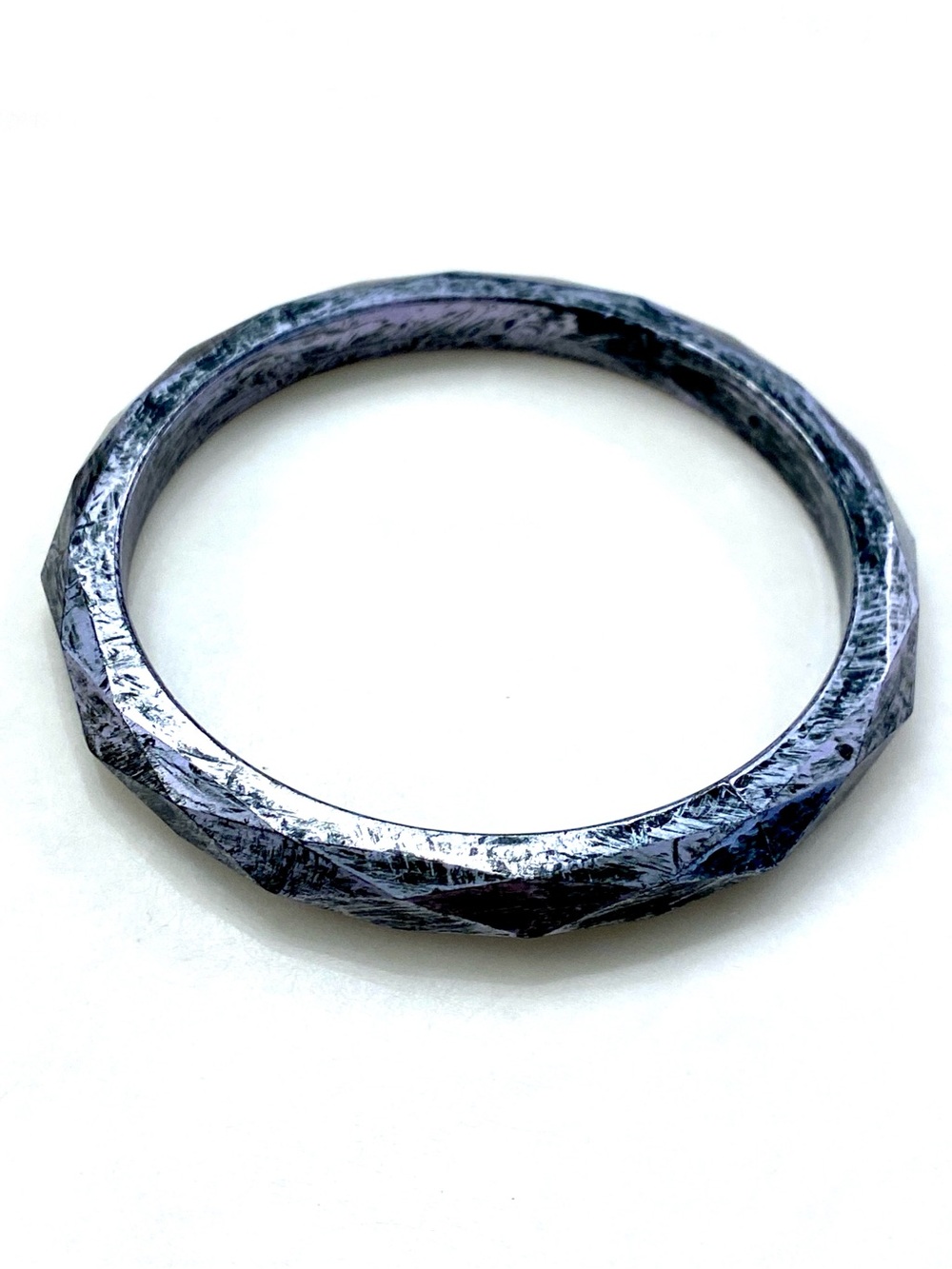 Faceted Metallic Blue Women's Bangle Bracelet
